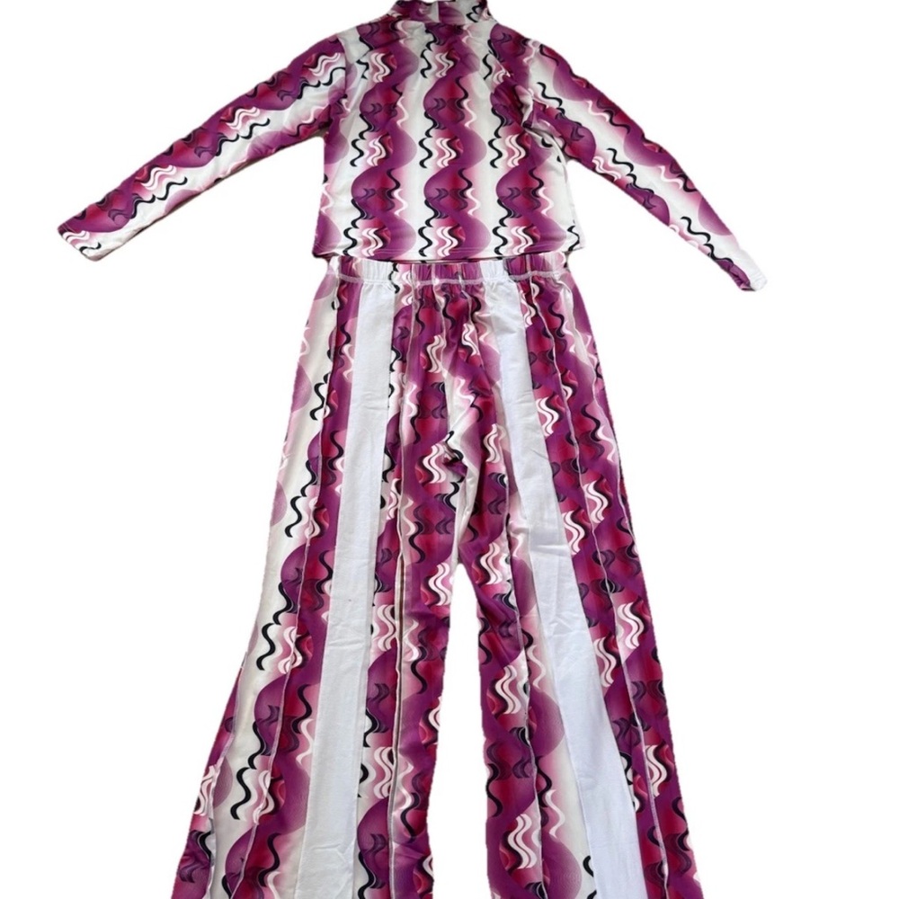 Free People Mandinga Pink & White Wide-Leg Patterned Pants and top original $360